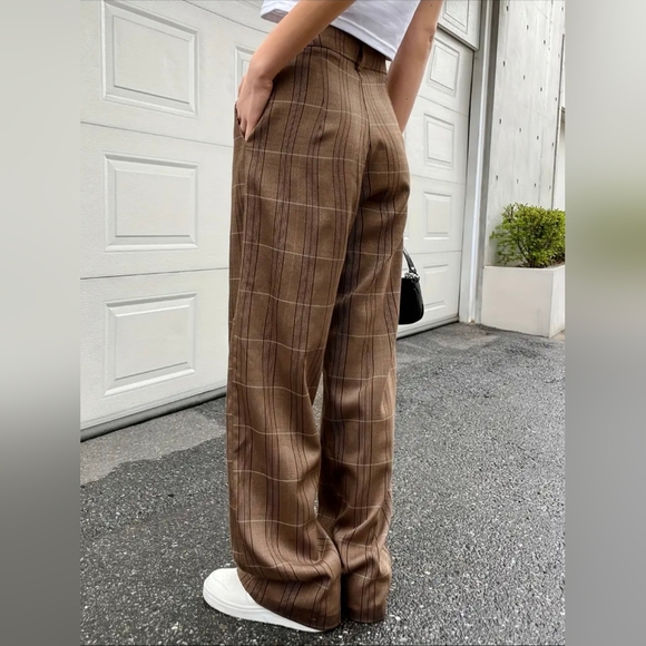 Plaid Wide Leg Pants - Picture 3 of 5